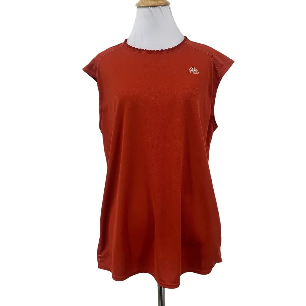 Vintage Nike ACG Tank Top Womens L Large Red Ruffled Neckline Sleeveless Active